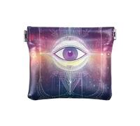 Monedero pequeño de piel sintética con diseño de perezoso con cierre único para mujeres y niñas, Tarot de ojos, 1 size, Moderno