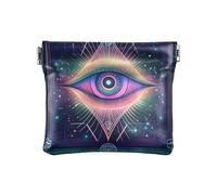 Monedero pequeño de piel sintética con diseño de perezoso con cierre único para mujeres y niñas, Tarot de ojos espirituales, 1 size, Moderno