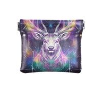 Monedero pequeño de piel sintética con diseño de perezoso con cierre único para mujeres y niñas, Tarot de ciervo, 1 size, Moderno