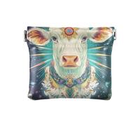 Monedero pequeño de piel sintética con diseño de perezoso con cierre único para mujeres y niñas, Tarot de vaca, 1 size, Moderno