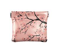 Monedero pequeño de piel sintética con diseño de ramas de cerezo, para mujeres, niños y niñas, ramas de cerezo, melocotón, talla única, moderna, Cherry Blossoms Branches Peach, Talla única, moderno