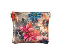 Monedero pequeño de piel sintética con flores grandes, impermeable, organizador de llaves para mujer, Big flowers, 4.33"(L) x 3.74"(W) x 0.39"(H), Classic