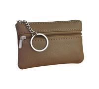 Monedero pequeño de piel sintética multicolor con capa superior ligera y cremallera para llaves, color sólido, bolsa de dinero suelta, A-marrón, Talla única