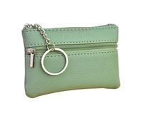 Monedero pequeño de piel sintética multicolor con capa superior ligera y cremallera para llaves, color sólido, bolsa de dinero suelta, A-verde, Talla única