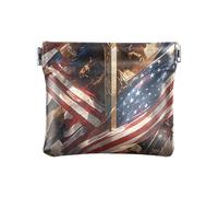Monedero pequeño de piel sintética para el Día de la Independencia del 4 de julio, diseño de pájaro guerrero, impermeable, para mujeres, niños y niñas