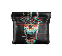 Monedero pequeño de piel sintética retro Day Ot The Dead Screaming Skull Squeeze Coin Pouch con diseño de clip a presión, mini cartera gótica para Halloween, monedero para monedas, tarjetas y