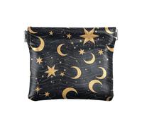 Monedero pequeño para hombre, estampado de leopardo, serpientes, hojas, monedero pequeño de material reciclado para mujer, Moons Gold Stars, one size, Moons Gold Stars