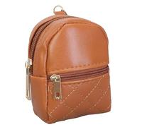 Monedero pequeño para llavero, bolsa de almacenamiento ligera y portátil para auriculares, monedas y llaves, soporte para auriculares, Brown, Height, width and depth 9x7x4cm