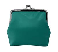Monedero pequeño para mujer, color verde oscuro, rectangular, con cierre de beso, tamaño de bolsillo, mini monedero para mujer