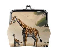 Monedero pequeño para mujer con diseño de jirafa para madre e hijo, bolsa rectangular con cierre de beso, tamaño de bolsillo, mini monedero para mujer