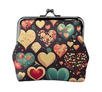 Monedero pequeño para mujer, diseño de corazón con flores aplastadas, bolsa rectangular para monedas con cierre de beso, tamaño de bolsillo, mini monedero para mujer