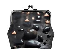 Monedero pequeño para mujer, diseño de corazón misterioso negro, monedero rectangular con cierre de beso, tamaño de bolsillo, mini monedero para mujer