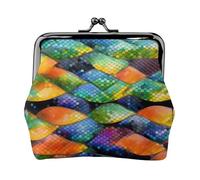 Monedero pequeño para mujer, diseño de escamas de pez arcoíris, monedero rectangular con cierre de beso, tamaño de bolsillo, mini monedero para mujer