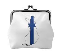 Monedero pequeño para mujer, diseño de mapa de bandera finlandesa, monedero pequeño para tarjeta de crédito, llave de identificación, Negro -, Talla única, Vintage