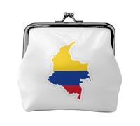 Monedero pequeño para mujer, diseño de mapa de la bandera de Colombia, monedero pequeño para tarjeta de crédito, llave de identificación, Negro -, Talla única, Vintage