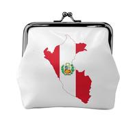 Monedero pequeño para mujer, diseño de mapa de la bandera de Perú, monedero pequeño para tarjeta de crédito y llave de identificación, Negro -, Talla única, Vintage