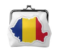 Monedero pequeño para mujer, diseño de mapa de la bandera de Rumanía, monedero pequeño para tarjeta de crédito, llave de identificación, Negro -, Talla única, Vintage