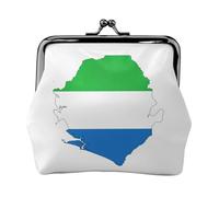 Monedero pequeño para mujer, diseño de mapa de la bandera de Sierra Leona, monedero pequeño para tarjeta de crédito y llave de identificación, Negro -, Talla única, Vintage