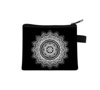 Monedero pequeño para mujer, diseño multicolor, lindo bolso de monedas con estampado de flores de mandala, funda para tarjetas de crédito, mini monedero, 03., Talla única