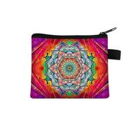 Monedero pequeño para mujer, diseño multicolor, lindo bolso de monedas con estampado de flores de mandala, funda para tarjetas de crédito, mini monedero, 05., Talla única