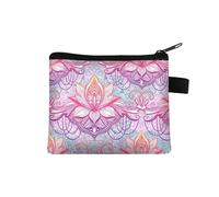 Monedero pequeño para mujer, diseño multicolor, lindo bolso de monedas con estampado de flores de mandala, funda para tarjetas de crédito, mini monedero, 028, Talla única