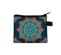 Monedero pequeño para mujer, diseño multicolor, lindo bolso de monedas con estampado de flores de mandala, funda para tarjetas de crédito, mini monedero, 022, Talla única