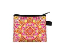 Monedero pequeño para mujer, diseño multicolor, lindo bolso de monedas con estampado de flores de mandala, funda para tarjetas de crédito, mini monedero, 031, Talla única