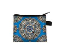 Monedero pequeño para mujer, diseño multicolor, lindo bolso de monedas con estampado de flores de mandala, funda para tarjetas de crédito, mini monedero, 024, Talla única