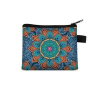 Monedero pequeño para mujer, diseño multicolor, lindo bolso de monedas con estampado de flores de mandala, funda para tarjetas de crédito, mini monedero, 032, Talla única