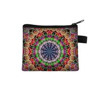 Monedero pequeño para mujer, diseño multicolor, lindo bolso de monedas con estampado de flores de mandala, funda para tarjetas de crédito, mini monedero, 016, Talla única