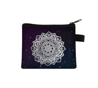 Monedero pequeño para mujer, diseño multicolor, lindo bolso de monedas con estampado de flores de mandala, funda para tarjetas de crédito, mini monedero, 026, Talla única