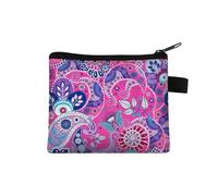 Monedero pequeño para mujer, diseño multicolor, lindo bolso de monedas con estampado de flores de mandala, funda para tarjetas de crédito, mini monedero, 01., Talla única