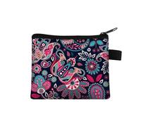 Monedero pequeño para mujer, diseño multicolor, lindo bolso de monedas con estampado de flores de mandala, funda para tarjetas de crédito, mini monedero, 015, Talla única