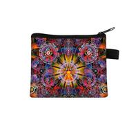 Monedero pequeño para mujer, diseño multicolor, lindo bolso de monedas con estampado de flores de mandala, funda para tarjetas de crédito, mini monedero, 06., Talla única