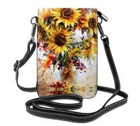 Monedero pequeño para teléfono celular con estampado de águila patriótica, bolsa cruzada con correa ajustable, perfecta para viajes y uso diario, Pintura al óleo, girasol, Talla única