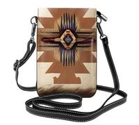 Monedero pequeño para teléfono celular con patrones nativos americanos, bolso cruzado con estampado floral, mini cartera de piel sintética con correa para el hombro, cierre magnético seguro.