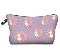 Monedero Pequeño Unicornio Donuts Neceser Mujer,Portátiles Neceser Viaje Mujer,Bolsa Maquillaje Impresa,Neceser Pequeño con Cremallera,Neceser Personalizado
