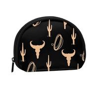 Monedero pequeño Western Cactus Bull Rope para Mujer y Hombre - Cartera pequeña con Cremallera para Cambio, Monedero portátil de Viaje, Tarjetero y Llavero.