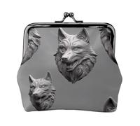 Monedero pequeño y elegante de piel con estampado de lobo Sculpt04 para mujer, monedero pequeño