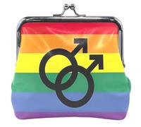 Monedero personalizado con diseño de bandera del orgullo gay arcoíris para mujer, lindo monedero de piel con hebilla de beso, cambio, tarjetero, Bandera del orgullo gay arcoíris con identidad sexual