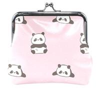 Monedero personalizado con diseño de panda rosa para mujer, monedero de cuero con hebilla de beso y bloqueo de tarjeta, monedero para monedas, Cute Panda Pink 1 2, Classic