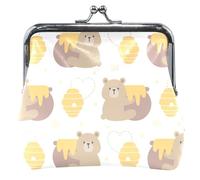 Monedero personalizado de cuero blanco oso miel para hombre y mujer, Honey Bear Blanco, Clásico, Honey Bear Blanco, Clásico