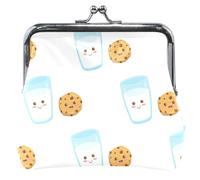 Monedero personalizado de cuero para mujer, bonita galleta de leche con hebilla de bloqueo, bolsa de monedas para niñas, bonita galleta de leche blanca, clásica, Linda galleta de leche blanca, Clásico