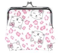 Monedero personalizado para mujer, de cuero, con corazones pequeños, color rosa, con cierre de beso, pequeño monedero, Tiny Hearts Cluster Pink, Classic