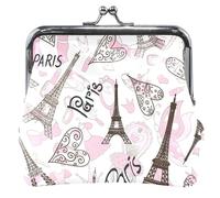Monedero personalizado Torre Eiffel Love de cuero rosa para mujer Lindo divertido lindo beso Lock Money Change Pouch, Torre Eiffel Love Rose, Clásico, Torre Eiffel Love Rose, Clásico