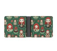Monedero plegable de piel con diseño de muñecos de matrioshka rusa