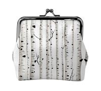Monedero portátil con estampado de árbol de abedul, monedero portátil de cuero de fibra para mujer, Black, Talla única, Bolsa para monedas