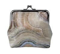 Monedero portátil con estampado de piedra de ónix azul pálido, monedero portátil de cuero de fibra para mujer, Black, Talla única, Bolsa para monedas