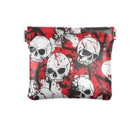 Monedero portátil de cuero para mujer, diseño de calavera roja, Calavera roja terrible, Decoración