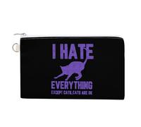 Monedero portátil de lona con texto en inglés "I Hate Everything Except Cats" para hombres y mujeres, Estilo:, Talla única, Bolsa para monedas